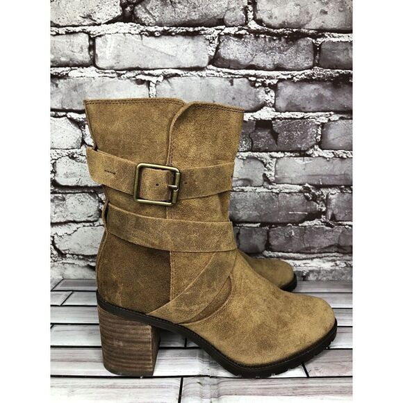Clarks Brown Nubuck Leather Suede Stacked Heel Ankle Strap Boots Women Sz 6M US - Picture 8 of 16